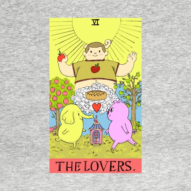 Tree Trunks & Mr Pig as The Lovers Tarot by sadnettles